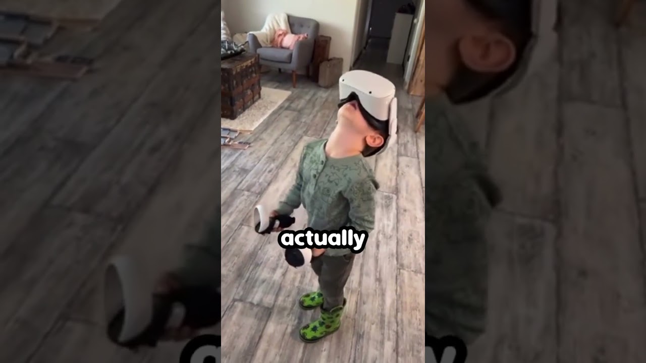 Boy Jumps in Real Life thinking its VR 😂