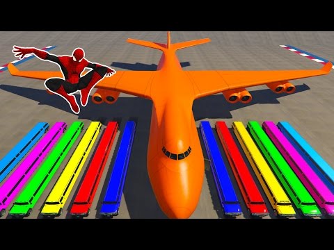 Spiderman Longest Limousine Cars Transportation on Biggest Airplane - GTA V mods