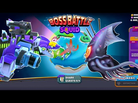 BIG MECHA SHARKJIRA VS COLOSSAL SQUID BOSS - BIG SHARK - HUNGRY SHARK WORLD GAMEPLAY