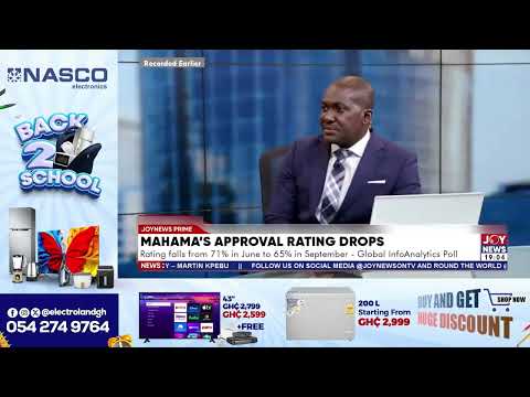 Mahama's approval rating falls from 71% in June to 65% in September - Global InfoAnalytics Poll