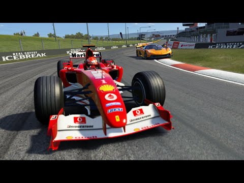 F1 Ferrari F2004 Michael Schumacher vs Bugatti Chiron 1661HP Black Track Edition vs Koenigsegg Jesko