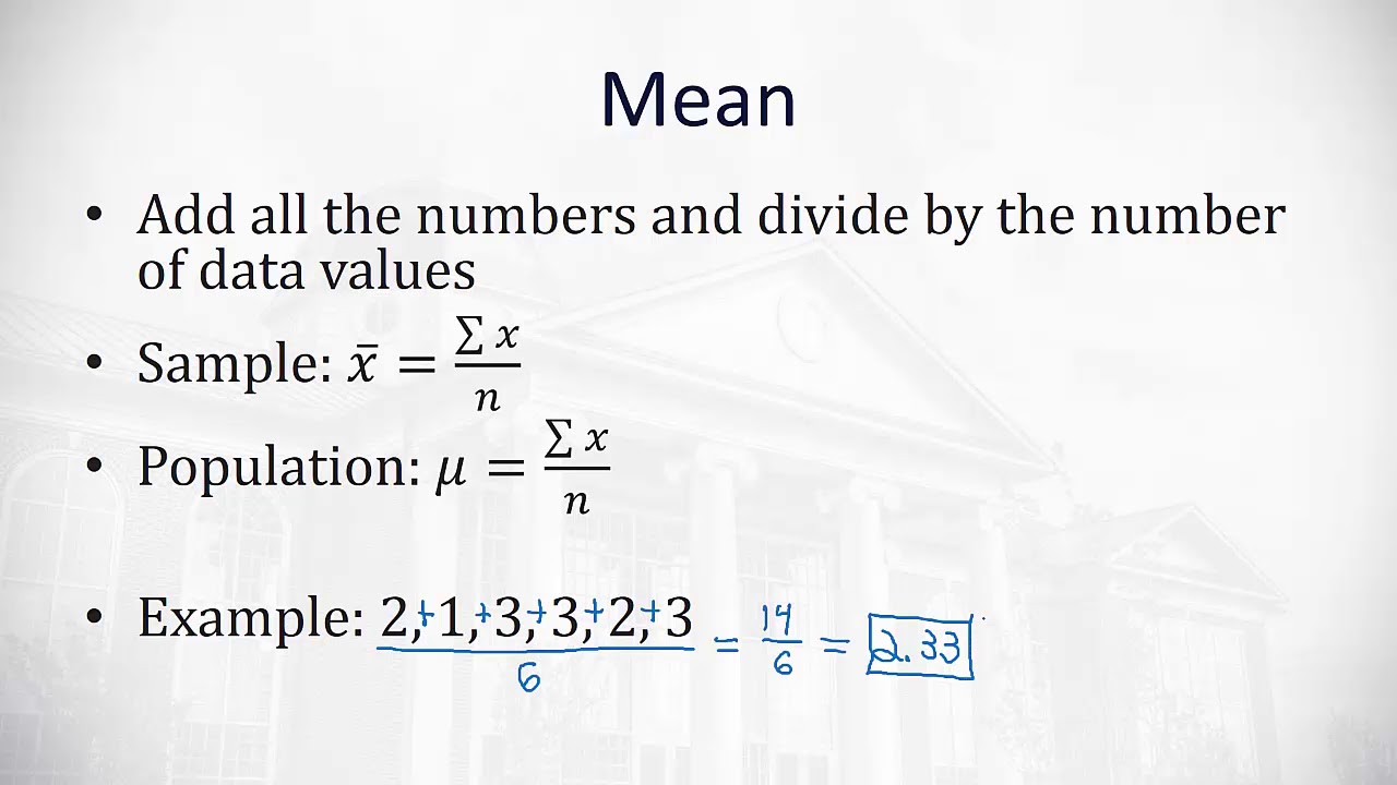 3.1 Measures of Central Tendency Mode, Median, and Mean