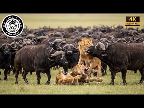 Afrikanischer Büffel gegen Löwe–Kampf ums Überleben Okavango #Tierwelt | Tierdokumentation