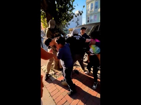 ICE agents separate kids clinging to adult being detained