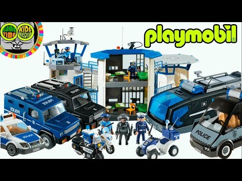 Playmobil police special equipment. Collection of emergency vehicles, patrol, jail, police station.