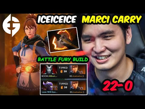 Iceiceice Marci Carry - New Hero BATTLE FURY Build No Mercy Dota 2 pro Gameplay