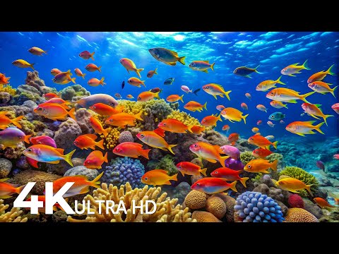 AQUARIUM 4K (ULTRA HD) - Beautiful Fish Swimming & Colorful Sea Life Video 🐠 Deep Sleep Music #11