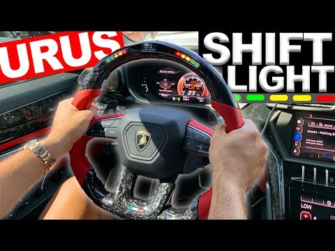 1ST LAMBORGHINI URUS SHIFT LIGHT STEERING WHEEL, PIRELLI AVENTADOR LAMBORGHINI COLOR CHANGE. Video