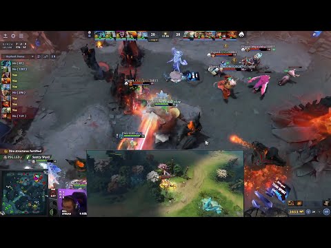 Yatoro cosplaying Arteezy: still farming while team is defending 4v5
