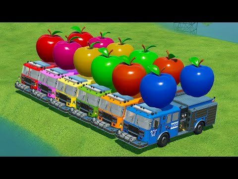 LOAD AND TRANSPORT GIANT APPLES WITH FIRE TRUCKS - Farming Simulator 22