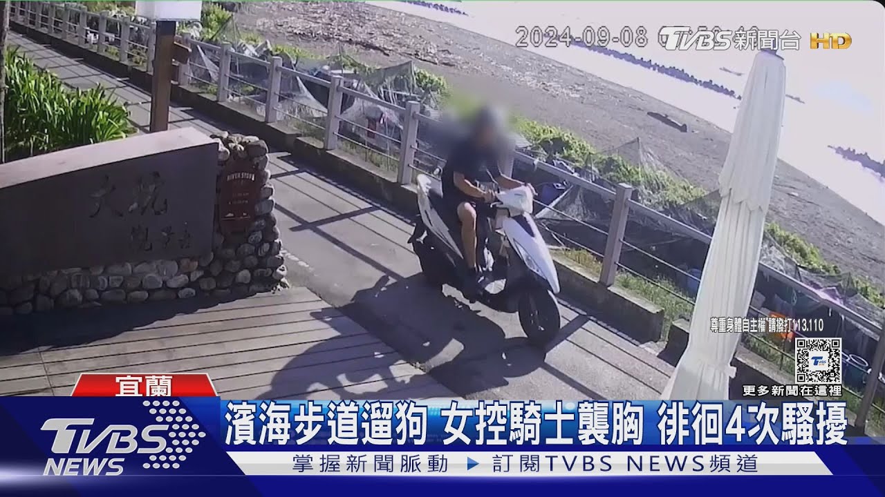 濱海步道遛狗 女控騎士襲胸徘徊4次騷擾