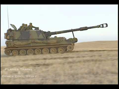1RCHA M109SP 155mm guns, April 1995 - pure sound
