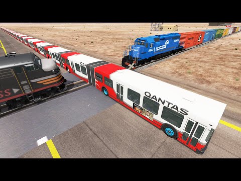 Long Articulated Bus Accident on Rail #53 - Beamng.Drive | Dancing Cars