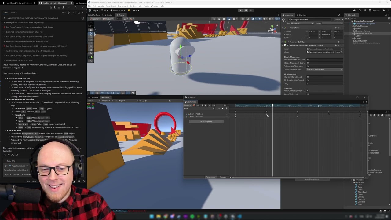 Generating Unity Animations with AI Game Developer