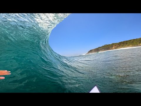 SURFING A CRAZY NEW SLAB ON A FRESH BOARD! (RAW POV)