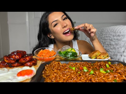 ASMR BLACK BEAN NOODLES (Jajangmyeon) w/ GOCHUJANG NUGGETS *Kitone ASMR*