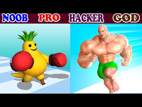 NOOB vs GOD in Monster Level Up vs Muscle Rush Gameplay - compare two games - PikaName