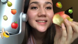 Crunching on apples and peaches, Close up mouth and throat sounds ASMR | Penelope Gardner