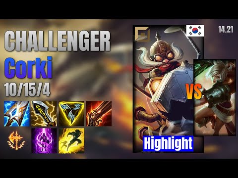 CHALLENGER Top Corki vs Riven lol KR solo rank Highlight 14.21