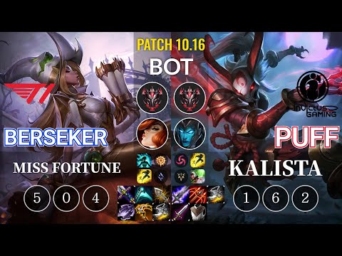 T1 Berseker Miss Fortune vs IG Puff Kalista Bot - KR Patch 10.16