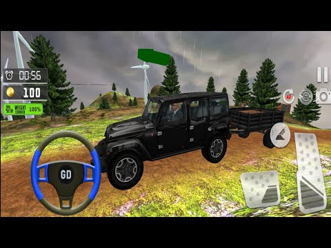 Offroad Jeep Driving & Parking Simulator; Small Cargo Trailer -Gameplay