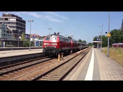 Ausfahrt Br 218 mit EC 194 Bahnhof Memmingen,17.07.13