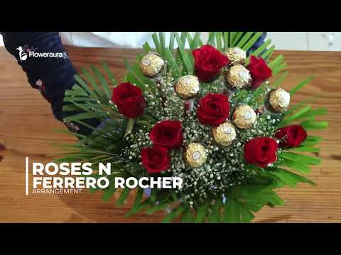 Learn to Make A Rose N Ferrero Rocher Bouquet #floweraura #roses