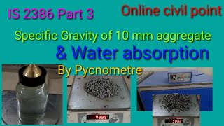Specific gravity | IS 2386 part 3 |#Onlinecivilpoint