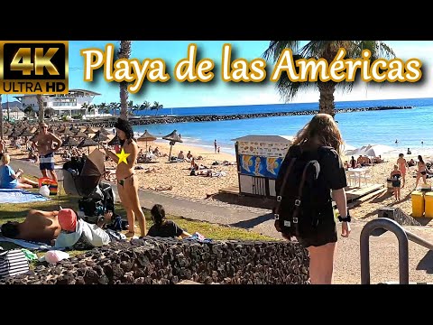 TENERIFE 4K | BEACH WALK - Playa del Camisón 🏖️ [Playa de las Américas ☀️ January 2022]