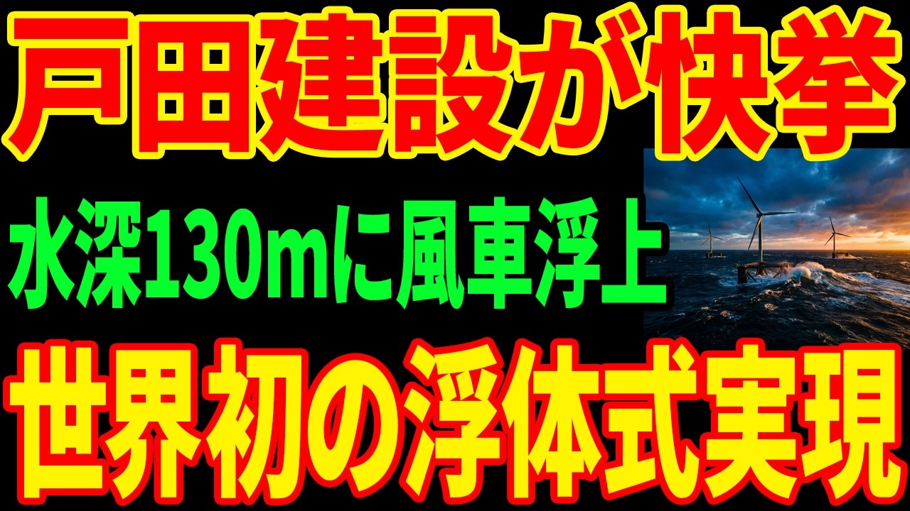 【世界初】商社が断念した海で建設会社が快挙...水深130mに風車を浮かべた日本の技術