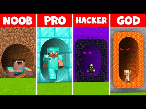 EPIC Minecraft TUNNEL HOUSE BUILD - NOOB vs PRO vs HACKER vs GOD