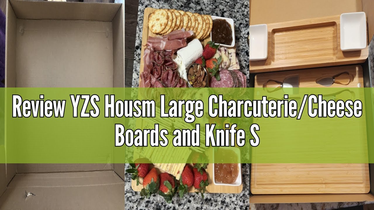 Review YZS Housm Large Charcuterie/Cheese Boards and Knife Set - Bamboo Wine Meat Cheese Tray Platte