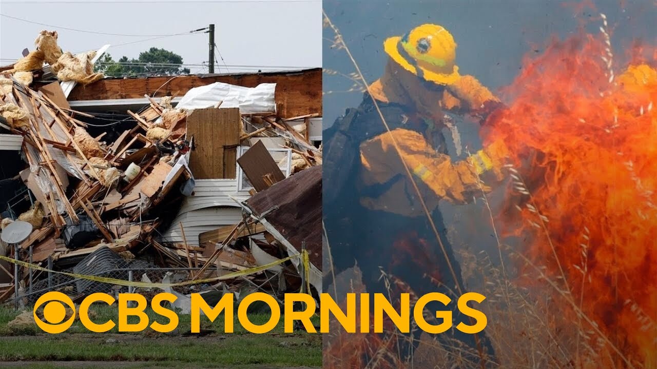 Tornadoes rip through Midwest as high winds fuel wildfires in West