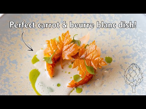 Fine dining appetizer! Salt crust carrots & smoked beurre blanc dish!