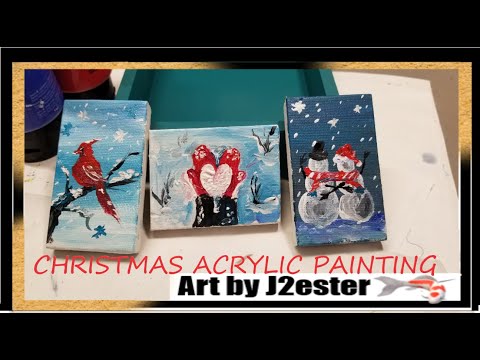 Christmas Special TUTORIAL | How to paint red gloves, snowman, red cardinal|  acrylic painting