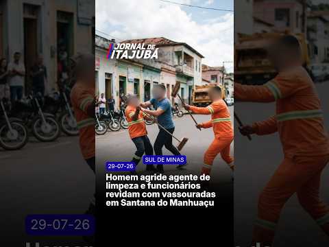 🧹🚨 HOMEM AGRIDE AGENTE DE LIMPEZA E FUNCIONÁRIOS REVIDAM COM VASSOURADAS EM SANTANA DO MANHUAÇU 🚨🧹