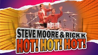 Mad Drummer Steve Moore and Rick K are HOT HOT HOT!!! (Extremely Fun Drum Trick)