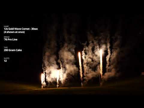 12s Gold Wave Comet 30sec - 12 Shot '76 Pro Line 200 Gram Cake