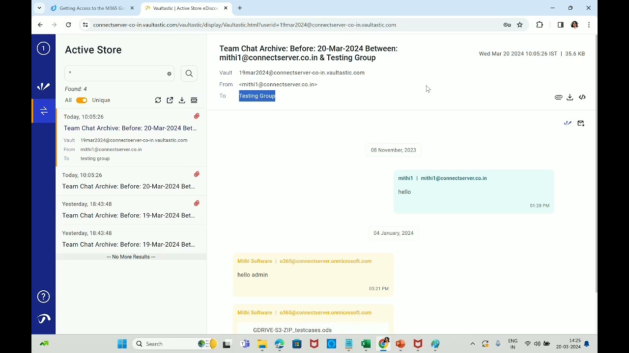 Structure of the chat archive email