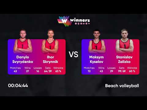 09:55 D. Svyrydenko / I. Skrynnik - M. Kyselov / S. Zalizko 07.12.2022 | Winners Beach Volleyball