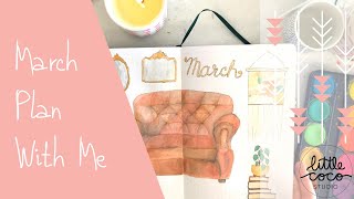 Bullet Journal Set up March 2020 Plan With Me (Watercolor)