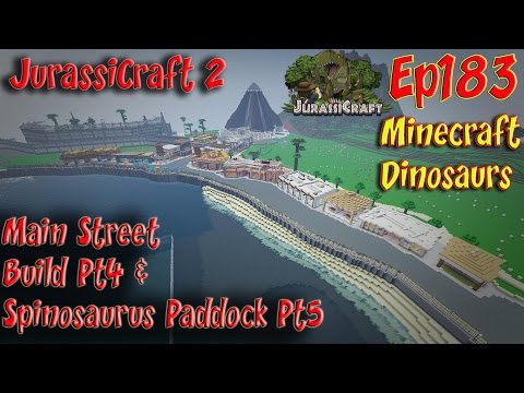 JurassiCraft 2.0 Jurassic World Ep183 Main Street Build Pt4 Spinosaurus Paddock Pt5
