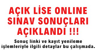 Son Dakika !!! Açık Öğretim Lisesi Online Sınav Sonuçları Açıklandı. L