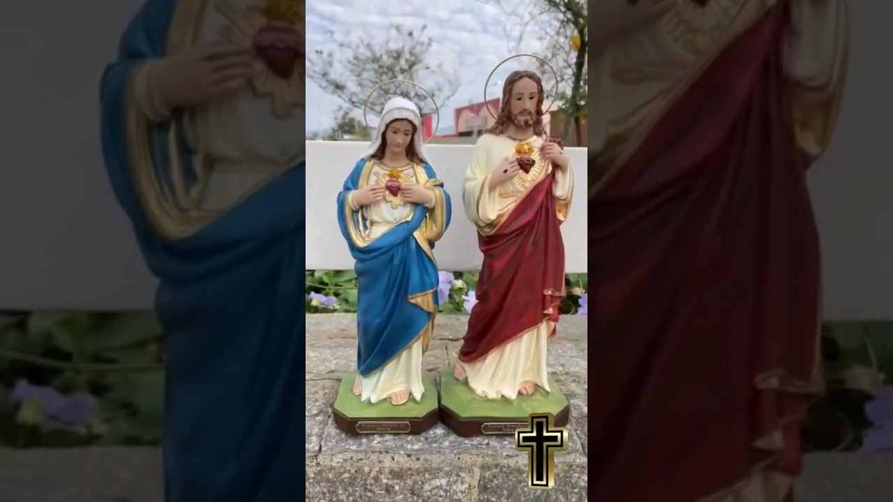 Imagens Sagrado Coração de Jesus e Imaculado Coração de Maria com Auréola