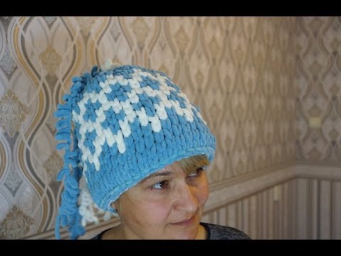 Как связать шапку из ализе пуффи файн жаккард.Alize puffy fine