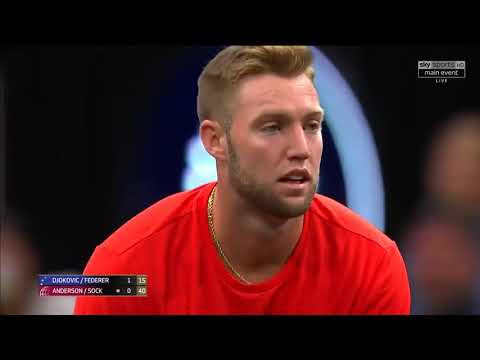 Roger Federer with Djokovic vs sock and Anderson laver cupروجر فيديرير ونوفاك دجوكوفيش كأس لايفر