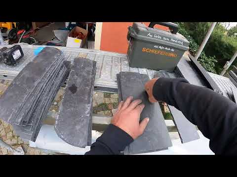 Schieferreihe an Traufe nageln - Teil 3 - Live vom Biberdach in Leisnig