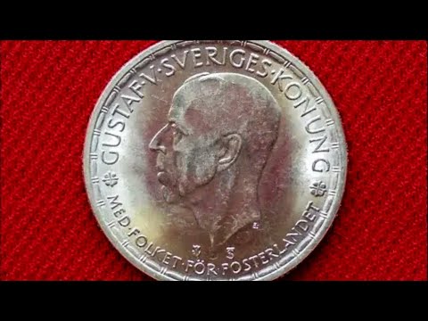 SWEDEN SILVER 2 KRONOR 1946 (UNC) - Gustaf V (Швеция 2 Кроны 1946 Серебро)