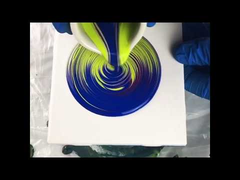 Ring Pour Neon Green, Blue, Purple - Fluid Art - Acrylic Pouring - Abstract Painting May 29, 2019