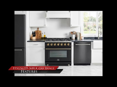 Forno Massimo 36-Inch Black Freestanding Gas Range (FFSGS6239-36BLK)